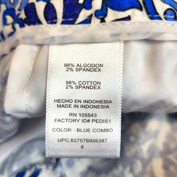 Milly For Design Nation Blue White Graphic Print Cotton Shorts, Size 6, EUC - Picture 8 of 9